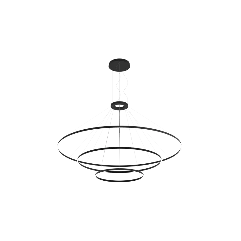 Pendant Circular Downward 3 Rings (ø2000 ø1200 ø600) LED 190W 2700K 0-10V Black 13923lm