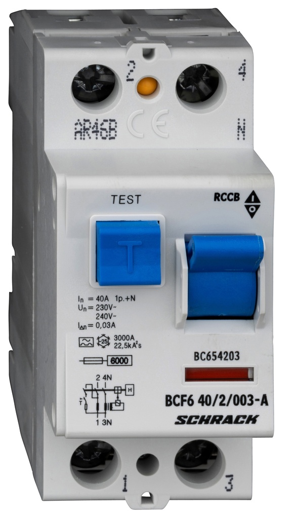 FI Differentieelschakelaar BCF6 40A 2P 30mA type A 6kA
