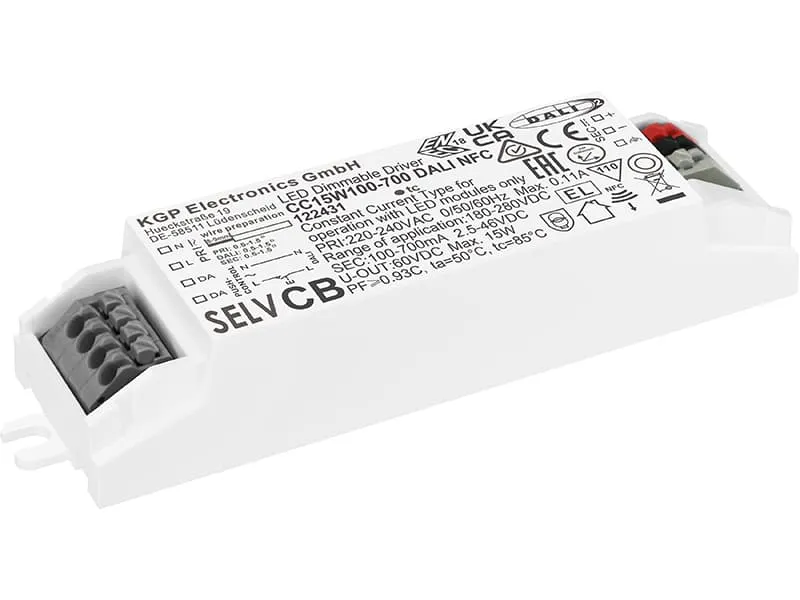 LED driver 100-700mA / 15W DALI dim NFC