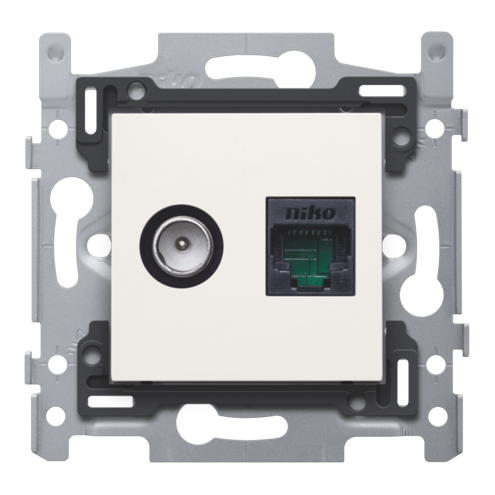 [NIK-101-65258] COAX + RJ45 UTP CAT. 6 EN AFWERKING, VLAK, 60X71, KLAUW