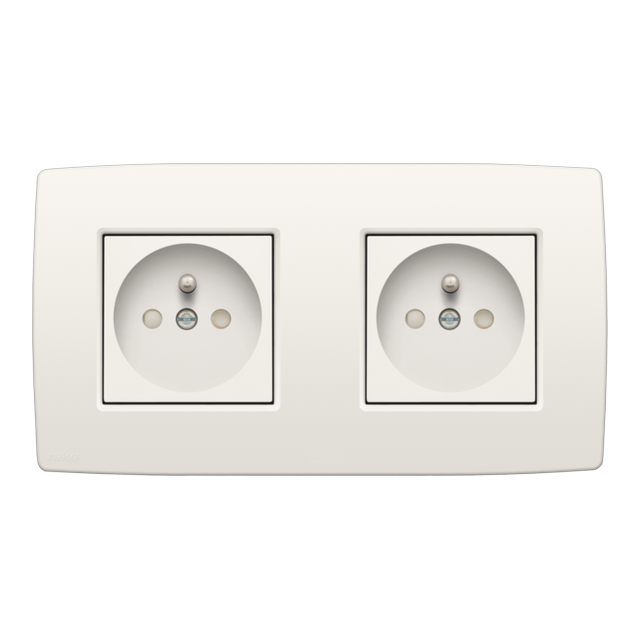 [NIK-101-66625] DUBBEL HOR. STOPCONTACT MET PENAARDE, INSTEEK, INC. AFDEKPLAAT
