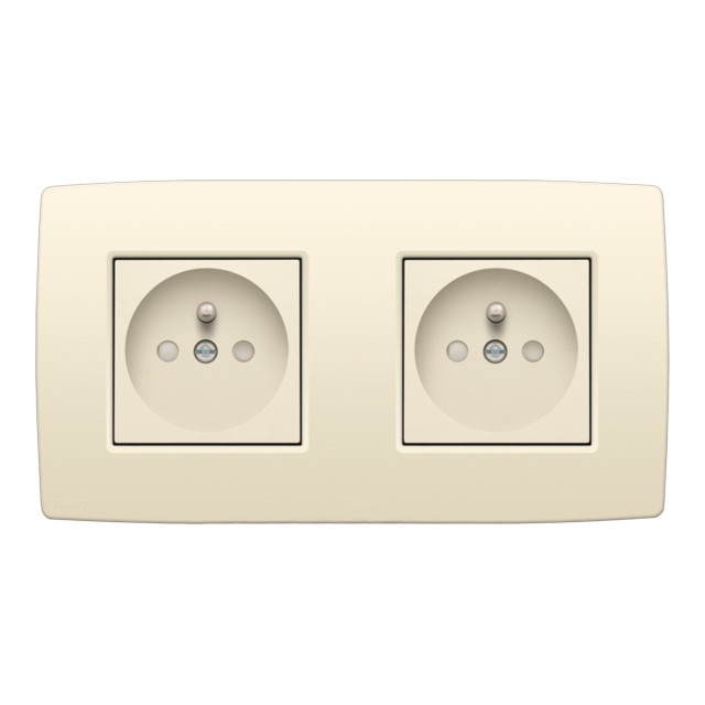 [NIK-100-66602] DUBBEL HOR. STOPCONTACT MET PENAARDE, SCHROEF, INC. AFDEKPLAAT