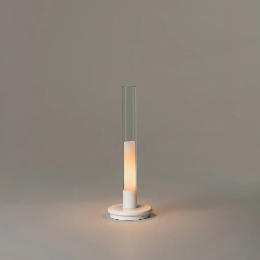 [SNC-SYLTA02] Sylvestrina, Transparent Pyrex glass lampshade. White translucent diffuser. Glossy white metal base.
