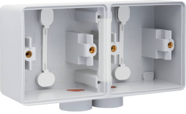[NIK-700-84802] SPUITWATERDICHTE DUBBELE OPBOUWDOOS, 2 FUNCTIES, 2 M20-INGANGEN