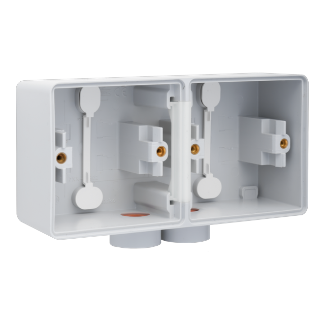 [NIK-700-84802] SPUITWATERDICHTE DUBBELE OPBOUWDOOS, 2 FUNCTIES, 2 M20-INGANGEN