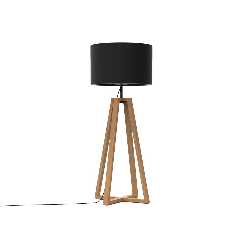 Club Lounge Floor Lamp Amber- Teak/Stainless Steel with Led