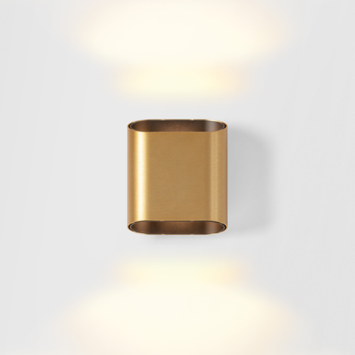 [MDL-12590296] Trapz Wall Up/Down 2x LED 2700K Trailing Edge DI Champagne Brushed Anodised - Black Matt