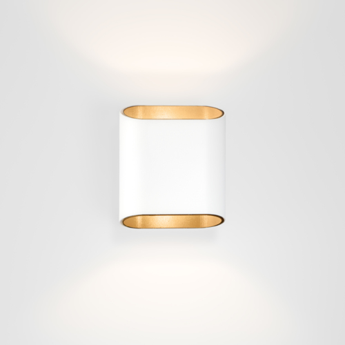[MDL-12590239] Trapz Wall Up/Down 2x LED 2700K Trailing Edge DI White Structure - Champagne Anodised