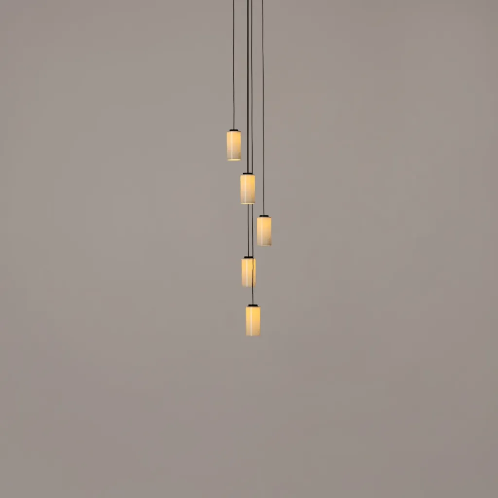 Cirio Cascada: Lampshade: White porcelain. Dimming: DALI. LED capsule with electric black cable: 8 m
