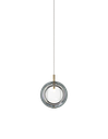 LENS single pendant with canopy glass, brushed gold fitting, non-dimmable