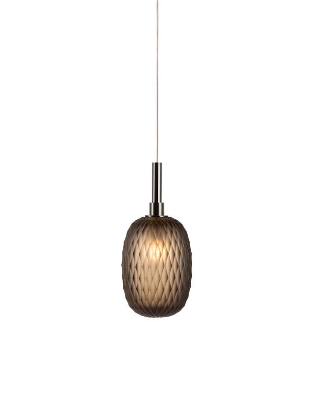 [BOM-1/45/95185/A/61A47/140/ANT/2,5] METAMORPHOSIS single pendant small with canopy, cigar glass, anthracite fitting, non-dimmable dimmin