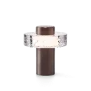 OLLO portable lamp, clear glass, brushed bronze fitting, dimmable