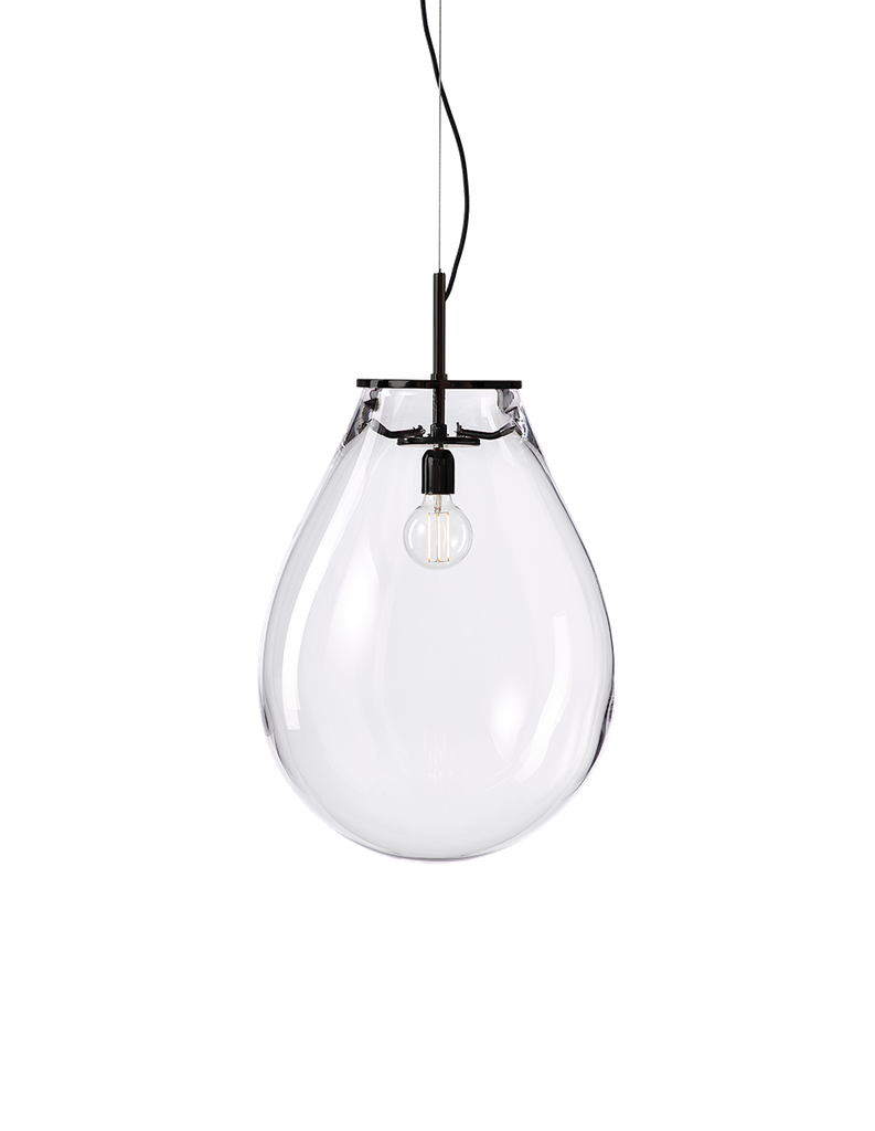 Tim pendant medium, clear glass, black fitting