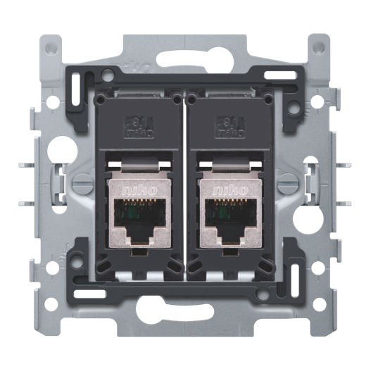 [NIK-170-65156] 2 RJ45-AANSLUITINGEN STP CAT. 5E, VLAK, 60X71, KLAUWBEVESTIGING