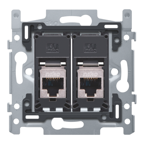 [NIK-170-65267] 2 RJ45-AANSLUITINGEN STP CAT. 6, VLAK, 60X71, SCHROEF