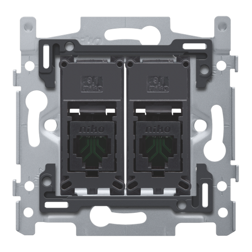 [NIK-170-65252] 2 RJ45-AANSLUITINGEN UTP CAT. 5E, VLAK, 60X71, SCHROEF