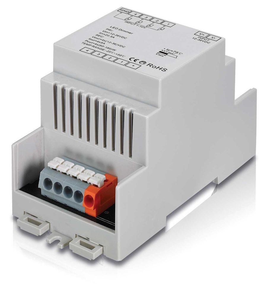 [UNI-110REC-DIN] 1-10 V PWM Dimmer 4 kanaals DIN Rail
