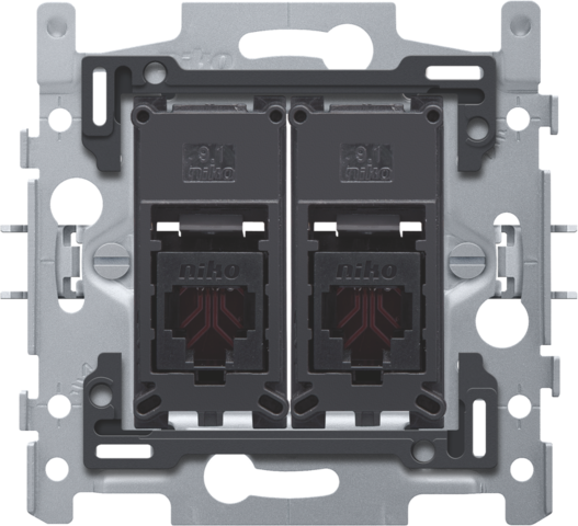 [NIK-170-65114] 2 RJ11-AANSLUITINGEN UTP, VLAK, INC. INBOUWRAAM, KLAUW