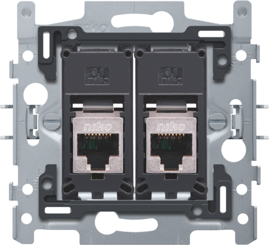 [NIK-170-65156] 2 RJ45-AANSLUITINGEN STP CAT. 5E, VLAK, 60X71, KLAUWBEVESTIGING