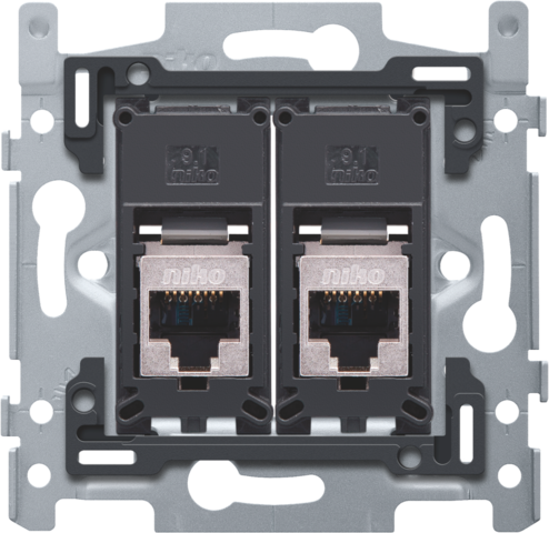 [NIK-170-65267] 2 RJ45-AANSLUITINGEN STP CAT. 6, VLAK, 60X71, SCHROEF