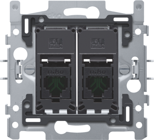 2 RJ45-AANSLUITINGEN UTP CAT. 5E, VLAK, 60X71, KLAUWBEVESTIGING