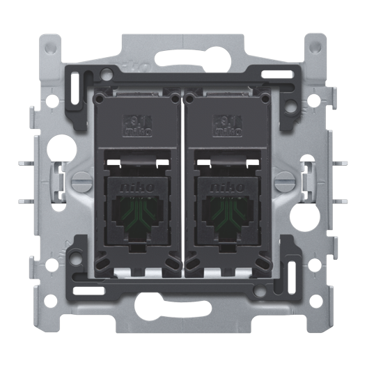 [NIK-170-65152] 2 RJ45-AANSLUITINGEN UTP CAT. 5E, VLAK, 60X71, KLAUWBEVESTIGING