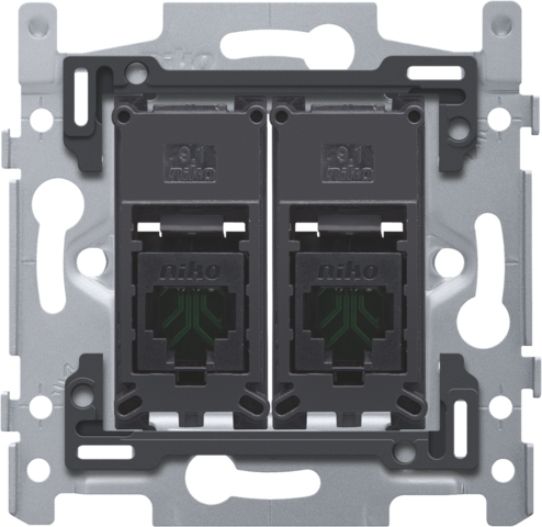 [NIK-170-65252] 2 RJ45-AANSLUITINGEN UTP CAT. 5E, VLAK, 60X71, SCHROEF
