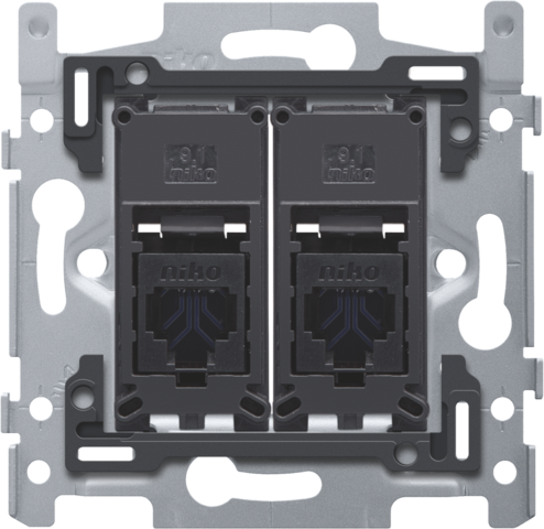 [NIK-170-65262] 2 RJ45-AANSLUITINGEN UTP CAT. 6, VLAK, 60X71, SCHROEF