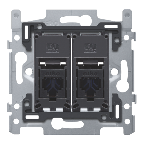 [NIK-170-65262] 2 RJ45-AANSLUITINGEN UTP CAT. 6, VLAK, 60X71, SCHROEF
