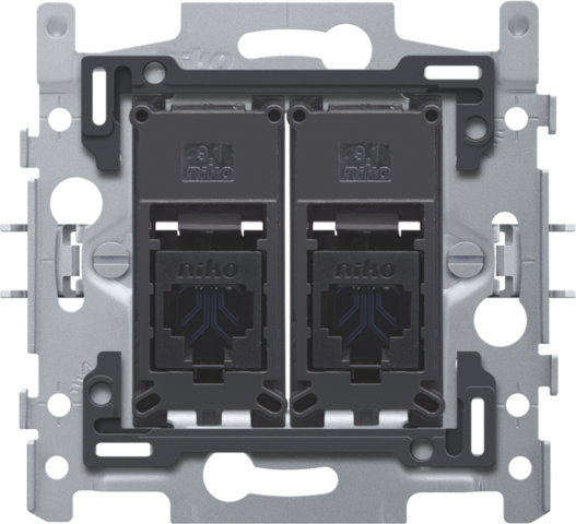 2 RJ45-AANSLUITINGEN UTP CAT. 6A, VLAK, 60X71, KLAUW
