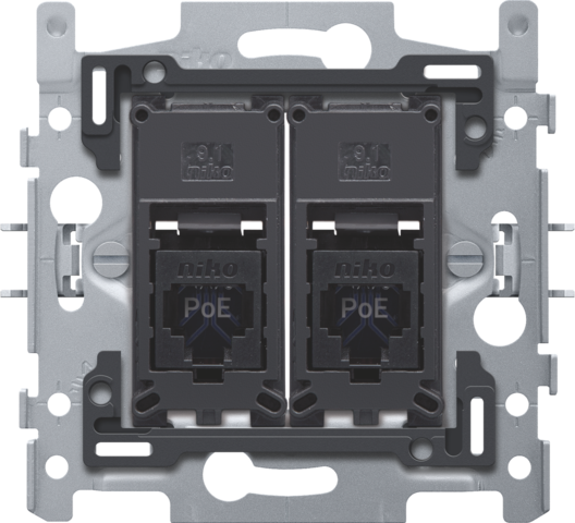[NIK-170-66162] 2 RJ45-AANSLUITINGEN UTP CAT6, POE++, VLAK, 60X71, KLAUW