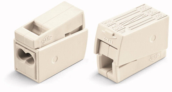 2-draadskroonklem / Lichtaansluitklem Drukknop aan verlichtingskant, wit