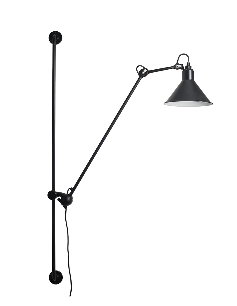 [DCW-214 W ROUND BL-BL] 214 BL-BL ROUND - Black wall lamp - black round shade
