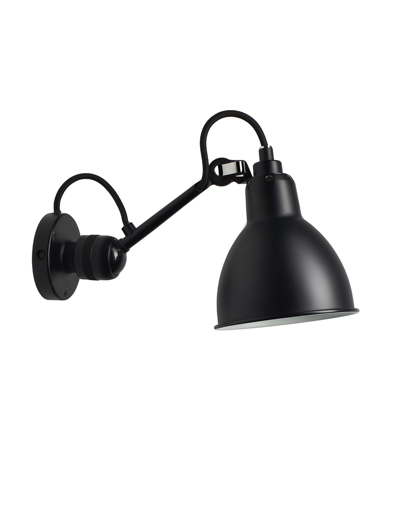 304 BL-BL ROUND - Black wall lamp - black round shade