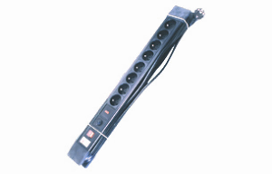 [ELI-38333] AC stekkerdoos + schakelaar + RFI - 8x 2P+A 16A met snoer - 3G.1.5 - Zwart - 5m