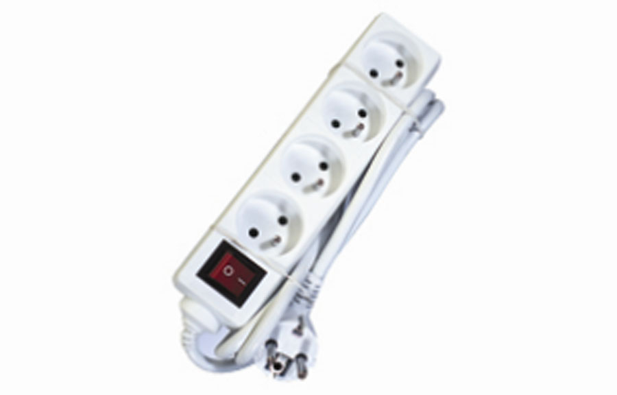 AC stekkerdoos + schakelaar - 4x 2P+A 16 A met snoer - 3G1.5 - Wit - 1,5m