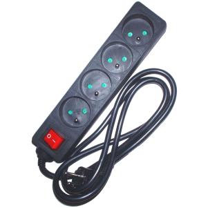 [ELI-38341] AC stekkerdoos + schakelaar - 4x 2P+A 16 A met snoer - 3G1.5 - Zwart - 1,5m