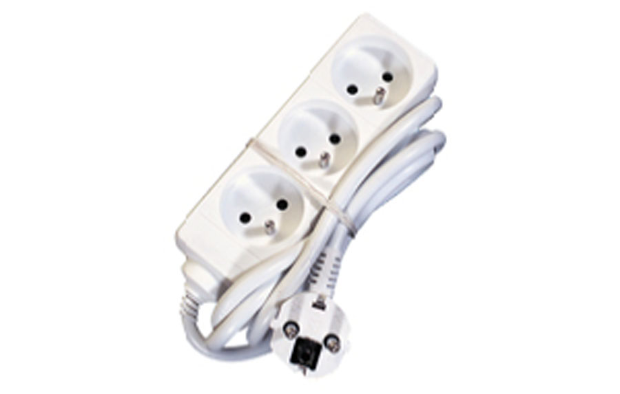 AC stekkerdoos - 3x 2P+A 16A met snoer - 3G1.5 - Wit - 1,5m