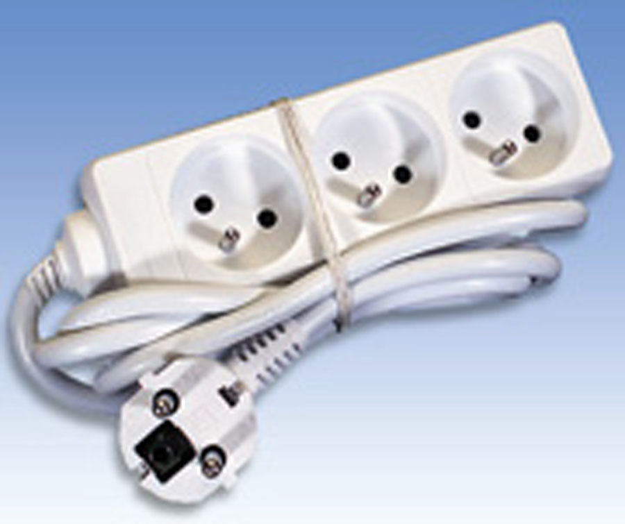 AC stekkerdoos - 3x 2P+A 16A met snoer - 3G1.5 - Wit - 3m