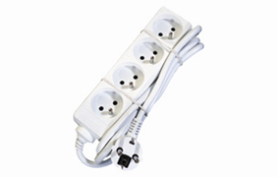 AC stekkerdoos - 4x 2P+A 16A met snoer - 3G1.5 - Wit - 1,5m