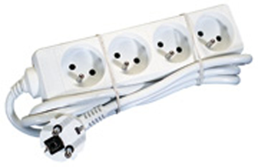 AC stekkerdoos - 4x 2P+A 16A met snoer - 3G1.5 - Wit -3m