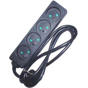 AC stekkerdoos - 4x 2P+A 16A met snoer - 3G1.5 - Zwart - 1,5m