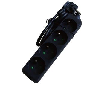 AC stekkerdoos - 4x 2P+A 16A met snoer - 3G1.5 - Zwart - 3m