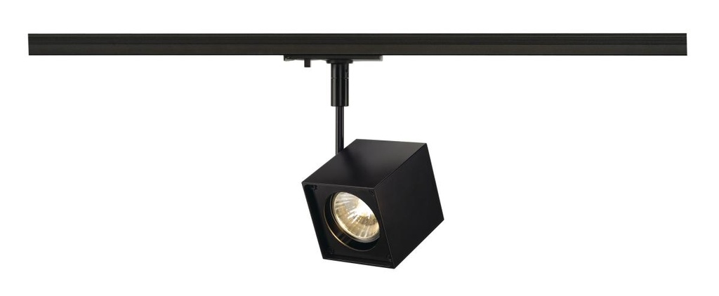 ALTRA DICE, spot voor 1-fase 230V stroomrail, QPAR51, hoekig, zwart, max. 50W, incl. 1-fase adapter