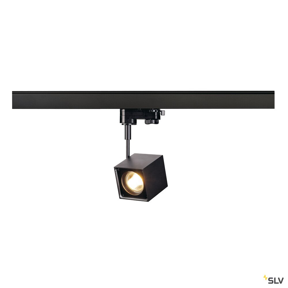 ALTRA DICE, spot voor 3-fase 230V stroomrail, QPAR51, hoekig, zwart, max. 50W, incl. 3-fase adapter