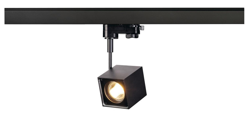ALTRA DICE, spot voor 3-fase 230V stroomrail, QPAR51, hoekig, zwart, max. 50W, incl. 3-fase adapter