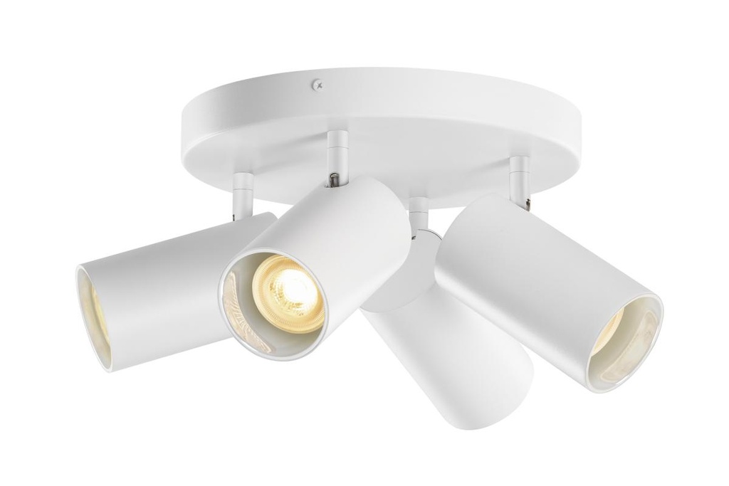 ASTO TUBE, plafondopbouwarmatuur, cilindrisch, max. 4x10W, wit
