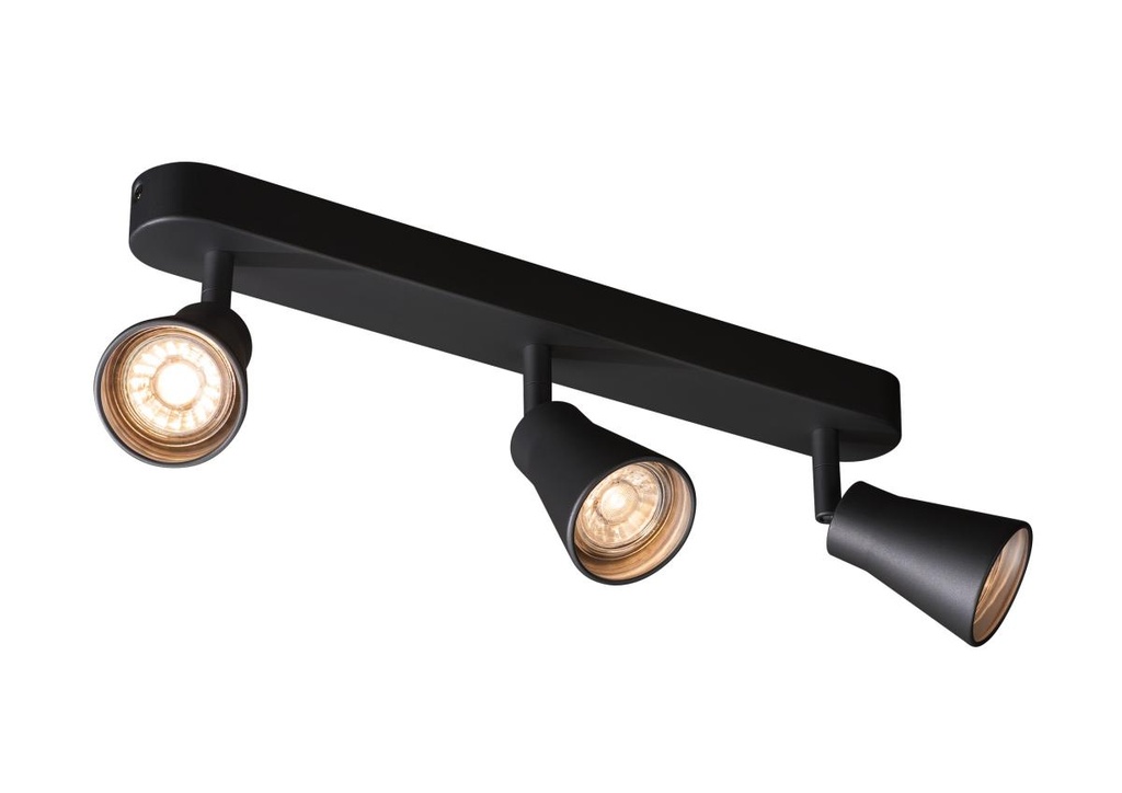 AVO CW Triple, indoor wand- en plafondarmatuur, QPAR51, zwart, max. 50W