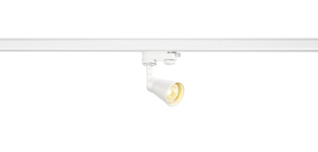 AVO, spot voor 3-fase 230V stroomrail, QPAR51, wit, max. 50W, incl. 3-fase adapter