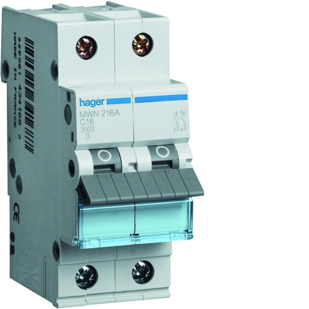 [HAG-MWN216A] Automaat 3kA - C - 2P - 16A - 2M.